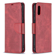 Leather Case Stands Flip Cover Holder B04F for Samsung Galaxy M02 Red