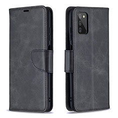 Leather Case Stands Flip Cover Holder B04F for Samsung Galaxy M02s Black