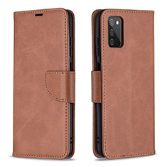 Leather Case Stands Flip Cover Holder B04F for Samsung Galaxy M02s Brown