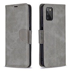Leather Case Stands Flip Cover Holder B04F for Samsung Galaxy M02s Gray