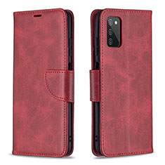 Leather Case Stands Flip Cover Holder B04F for Samsung Galaxy M02s Red