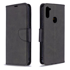 Leather Case Stands Flip Cover Holder B04F for Samsung Galaxy M11 Black