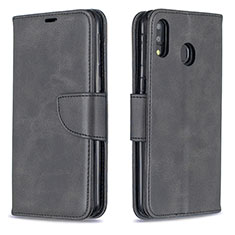 Leather Case Stands Flip Cover Holder B04F for Samsung Galaxy M20 Black