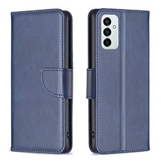 Leather Case Stands Flip Cover Holder B04F for Samsung Galaxy M23 5G Blue