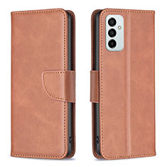 Leather Case Stands Flip Cover Holder B04F for Samsung Galaxy M23 5G Brown