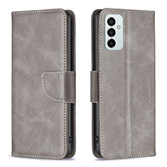 Leather Case Stands Flip Cover Holder B04F for Samsung Galaxy M23 5G Gray