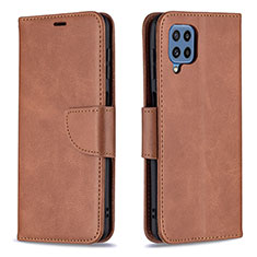 Leather Case Stands Flip Cover Holder B04F for Samsung Galaxy M32 4G Brown