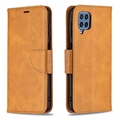 Leather Case Stands Flip Cover Holder B04F for Samsung Galaxy M32 4G Light Brown