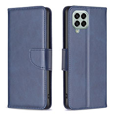 Leather Case Stands Flip Cover Holder B04F for Samsung Galaxy M33 5G Blue