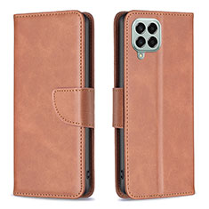 Leather Case Stands Flip Cover Holder B04F for Samsung Galaxy M33 5G Brown