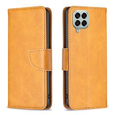 Leather Case Stands Flip Cover Holder B04F for Samsung Galaxy M33 5G Light Brown