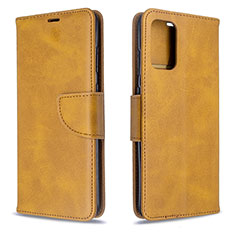 Leather Case Stands Flip Cover Holder B04F for Samsung Galaxy S20 5G Light Brown