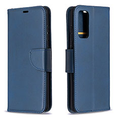 Leather Case Stands Flip Cover Holder B04F for Samsung Galaxy S20 FE 4G Blue