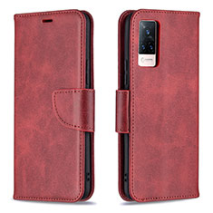 Leather Case Stands Flip Cover Holder B04F for Vivo V21 5G Red