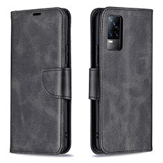 Leather Case Stands Flip Cover Holder B04F for Vivo V21e 4G Black