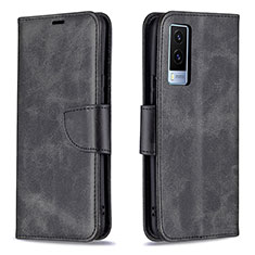 Leather Case Stands Flip Cover Holder B04F for Vivo V21e 5G Black