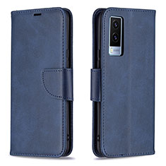 Leather Case Stands Flip Cover Holder B04F for Vivo V21e 5G Blue