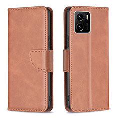 Leather Case Stands Flip Cover Holder B04F for Vivo Y01 Brown