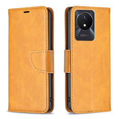 Leather Case Stands Flip Cover Holder B04F for Vivo Y02A Light Brown