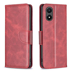 Leather Case Stands Flip Cover Holder B04F for Vivo Y02S Red