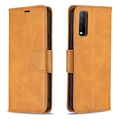 Leather Case Stands Flip Cover Holder B04F for Vivo Y12A Light Brown