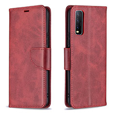 Leather Case Stands Flip Cover Holder B04F for Vivo Y12s (2021) Red