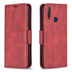 Leather Case Stands Flip Cover Holder B04F for Vivo Y15 Red