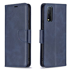 Leather Case Stands Flip Cover Holder B04F for Vivo Y20T Blue