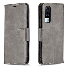 Leather Case Stands Flip Cover Holder B04F for Vivo Y31 (2021) Gray