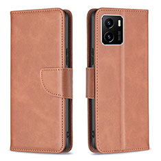 Leather Case Stands Flip Cover Holder B04F for Vivo Y32t Brown
