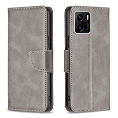 Leather Case Stands Flip Cover Holder B04F for Vivo Y32t Gray