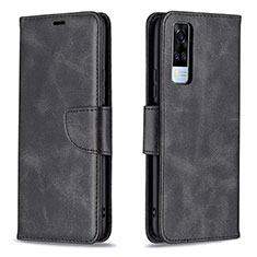 Leather Case Stands Flip Cover Holder B04F for Vivo Y51 (2021) Black