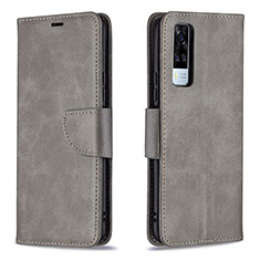 Leather Case Stands Flip Cover Holder B04F for Vivo Y51 (2021) Gray