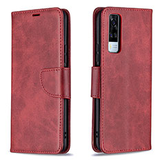 Leather Case Stands Flip Cover Holder B04F for Vivo Y51 (2021) Red