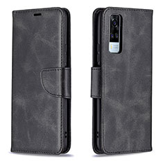 Leather Case Stands Flip Cover Holder B04F for Vivo Y51A Black