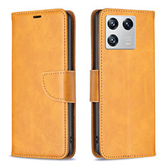 Leather Case Stands Flip Cover Holder B04F for Xiaomi Mi 13 Pro 5G Light Brown