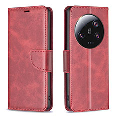 Leather Case Stands Flip Cover Holder B04F for Xiaomi Mi 13 Ultra 5G Red