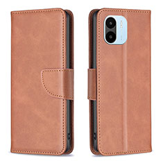 Leather Case Stands Flip Cover Holder B04F for Xiaomi Poco C50 Brown