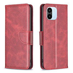 Leather Case Stands Flip Cover Holder B04F for Xiaomi Poco C50 Red