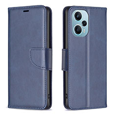 Leather Case Stands Flip Cover Holder B04F for Xiaomi Poco F5 5G Blue