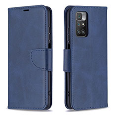 Leather Case Stands Flip Cover Holder B04F for Xiaomi Redmi 10 4G Blue