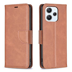 Leather Case Stands Flip Cover Holder B04F for Xiaomi Redmi 12 4G Brown