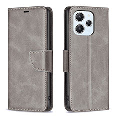 Leather Case Stands Flip Cover Holder B04F for Xiaomi Redmi 12 4G Gray