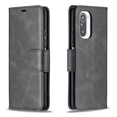 Leather Case Stands Flip Cover Holder B04F for Xiaomi Redmi K40 5G Black