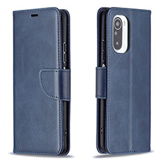 Leather Case Stands Flip Cover Holder B04F for Xiaomi Redmi K40 5G Blue