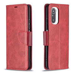 Leather Case Stands Flip Cover Holder B04F for Xiaomi Redmi K40 5G Red