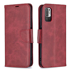 Leather Case Stands Flip Cover Holder B04F for Xiaomi Redmi Note 10 5G Red