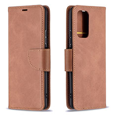 Leather Case Stands Flip Cover Holder B04F for Xiaomi Redmi Note 10 Pro Max Brown