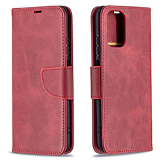 Leather Case Stands Flip Cover Holder B04F for Xiaomi Redmi Note 10S 4G Red