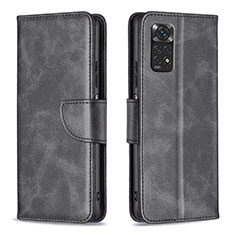 Leather Case Stands Flip Cover Holder B04F for Xiaomi Redmi Note 11 4G (2022) Black